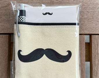 Mustache Note Card Set – Canvas Pouch & Pen Gift