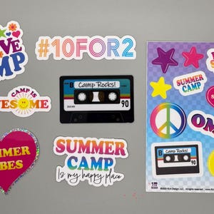 Summer Camp Water Bottle Stickers - Original artwork by RLM Design - assorted designs image 1