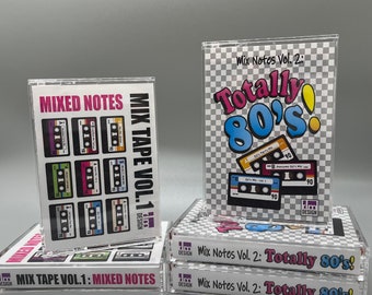 Cassette Mini Note Card Sets -original artwork by RLM Design - 80’s, 90’s music themed notes, Mix Tapes, 80's party
