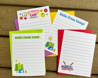 Summer Camp Stationery Note Sets - fill-in options available -  includes 12 notecards/envelopes per set