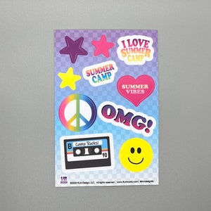 Summer Camp Water Bottle Stickers - Original artwork by RLM Design - assorted designs Sticker Sheet