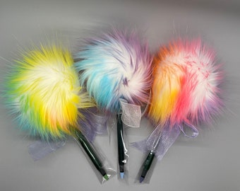 Tie Dye Fuzzy Pen – Handmade Fluffy Black Ink Pen