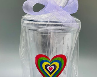 Acrylic Party Cup - by RLM Design, LLC - Plastic Cup with Straw and Lid, Heart Design