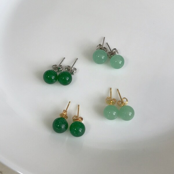 Green Jade Earring Etsy