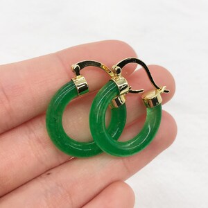 Jade Hoop earrings, Gold plated/ White gold plated