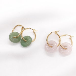 Hetian Jade Donuts Pendant Hook Earring, Lucky Gift