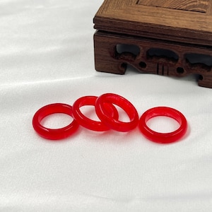 Genuine Red Jade Band Ring, 6 mm