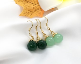dangle earrings cheap jewelry Leaf charm drop earrings french hook earrings with green bead earrings
