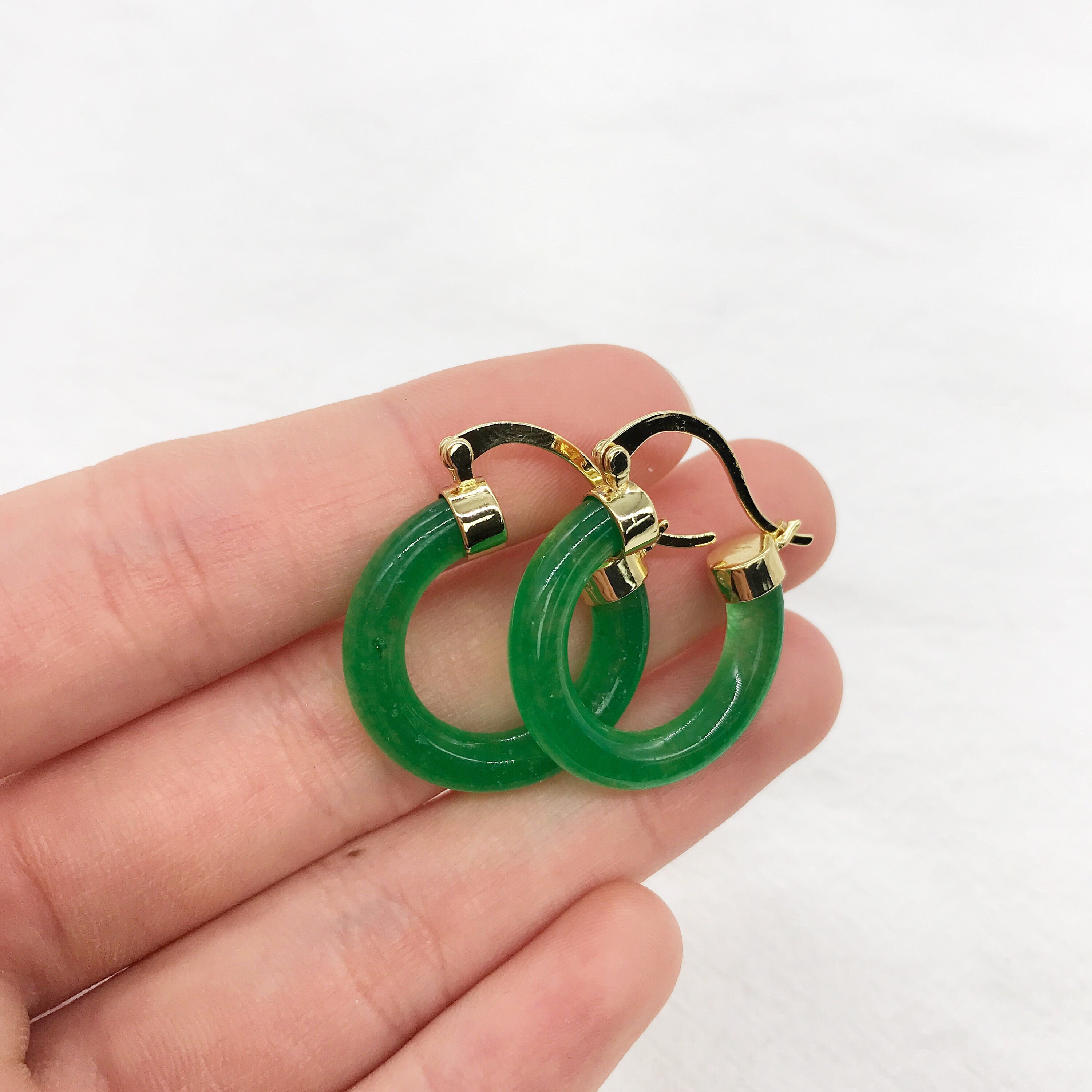 Real jade hoop earrings online