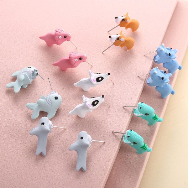 thumbnail image 2 of 3D 925 Sterling Silver Small Cute Cat Kitty Animal Stud Earrings - Anime Style 2 of 3