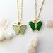 Green ,light green,purple Jade butterfly pendant Gold plated chain necklace (Large) 