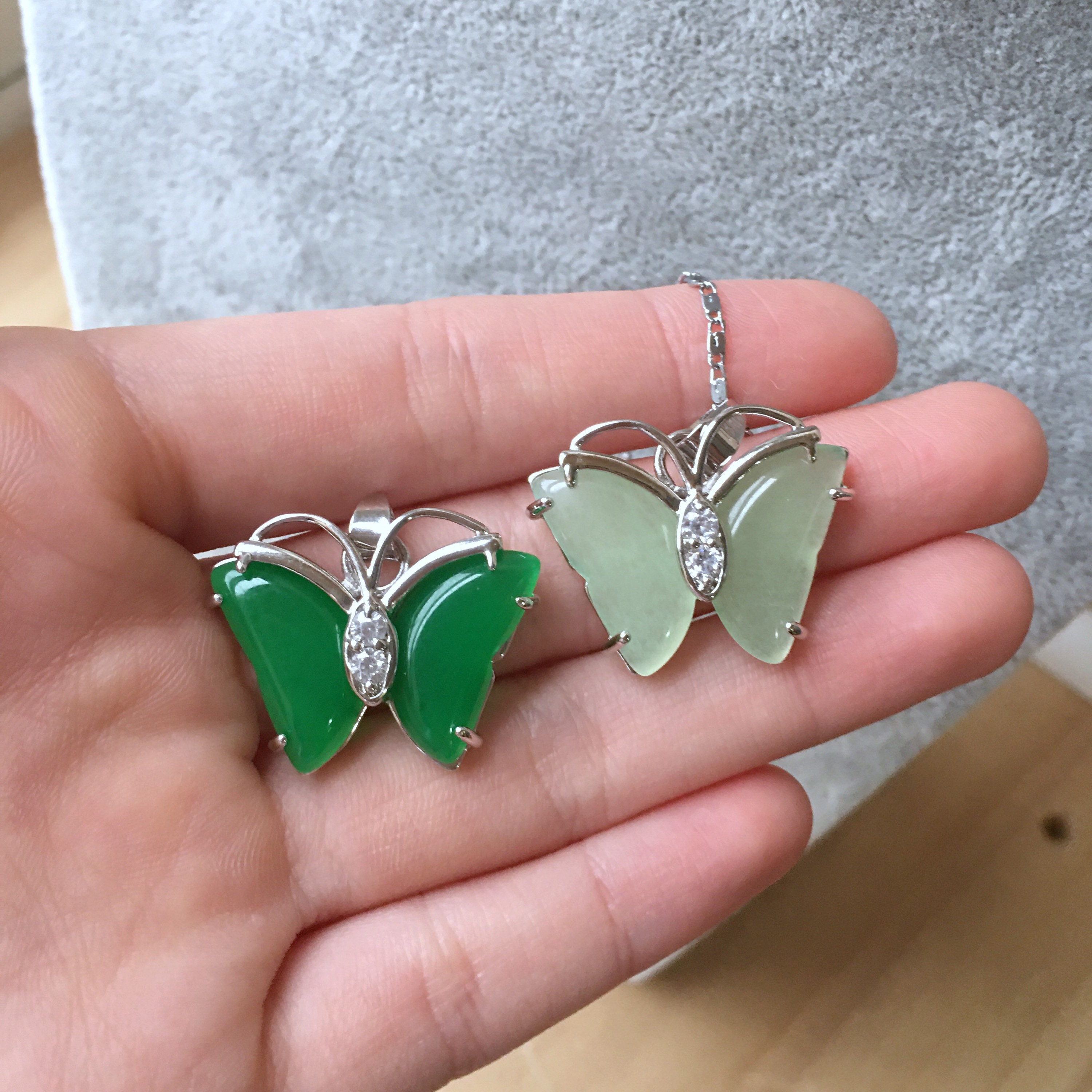 Jade Butterfly Pendant Necklace Etsy