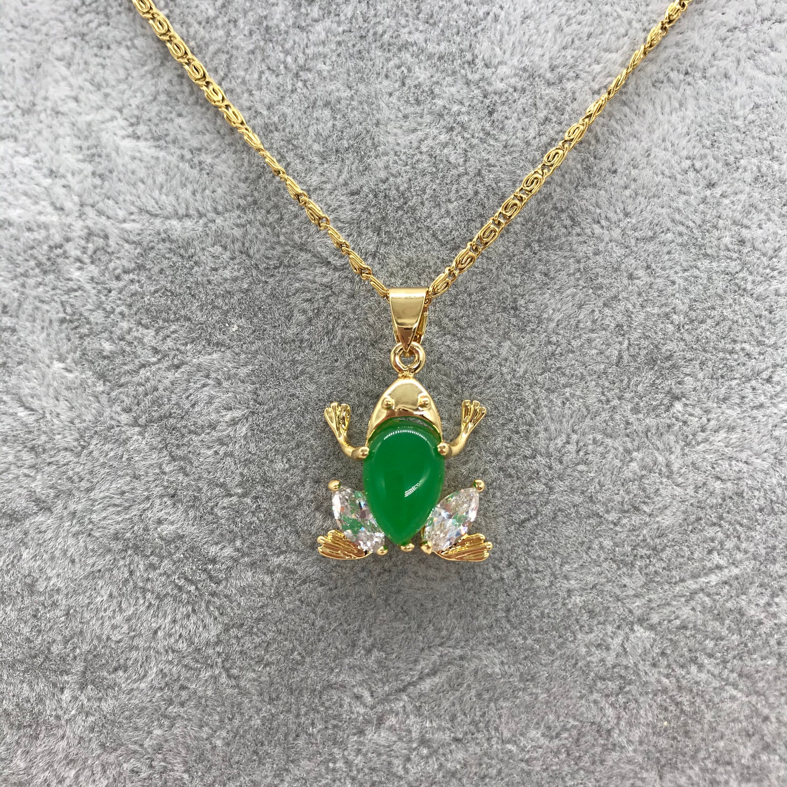 Genuine Green Jade Frog Pendant Necklace Etsy