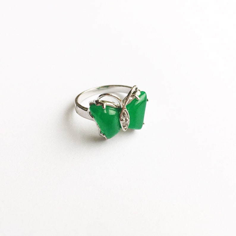 Jade gemstone butterfly rings