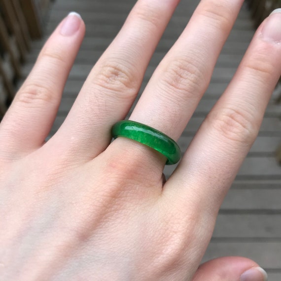 Genuine Green Jade Band Ring Gemstone Rings Etsy Singapore