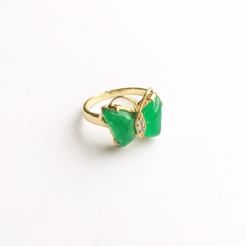 Jade gemstone butterfly rings