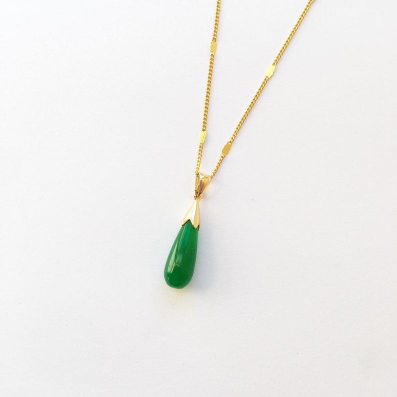 Green Purple Jade Teardrops Pendant Necklace Etsy