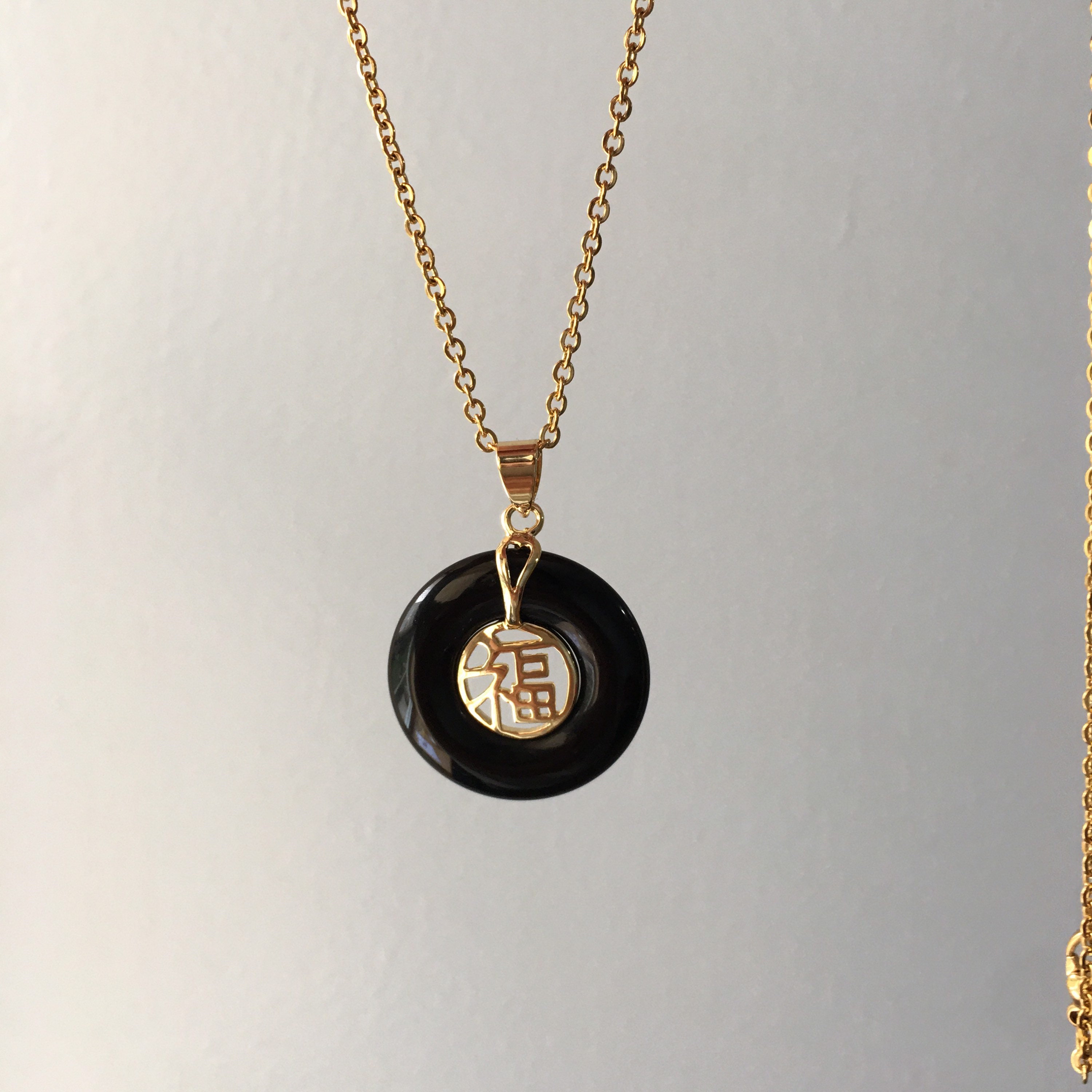 Good Fortune Circle Jade Pendant Necklace Large | Etsy