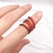 2mm Wide Thin Red Agate Carnelian Solid Band Ring, Gemstone Stacking Ring 