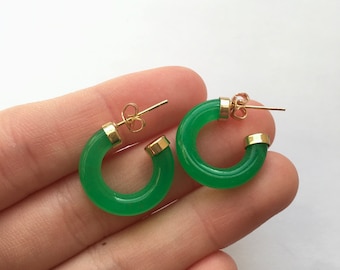 Green Hoop Earrings Thick Curve Hoop Earrings Green Earrings Green Hoop Earrings Thick Curve Hoop Earrings Green Earrings