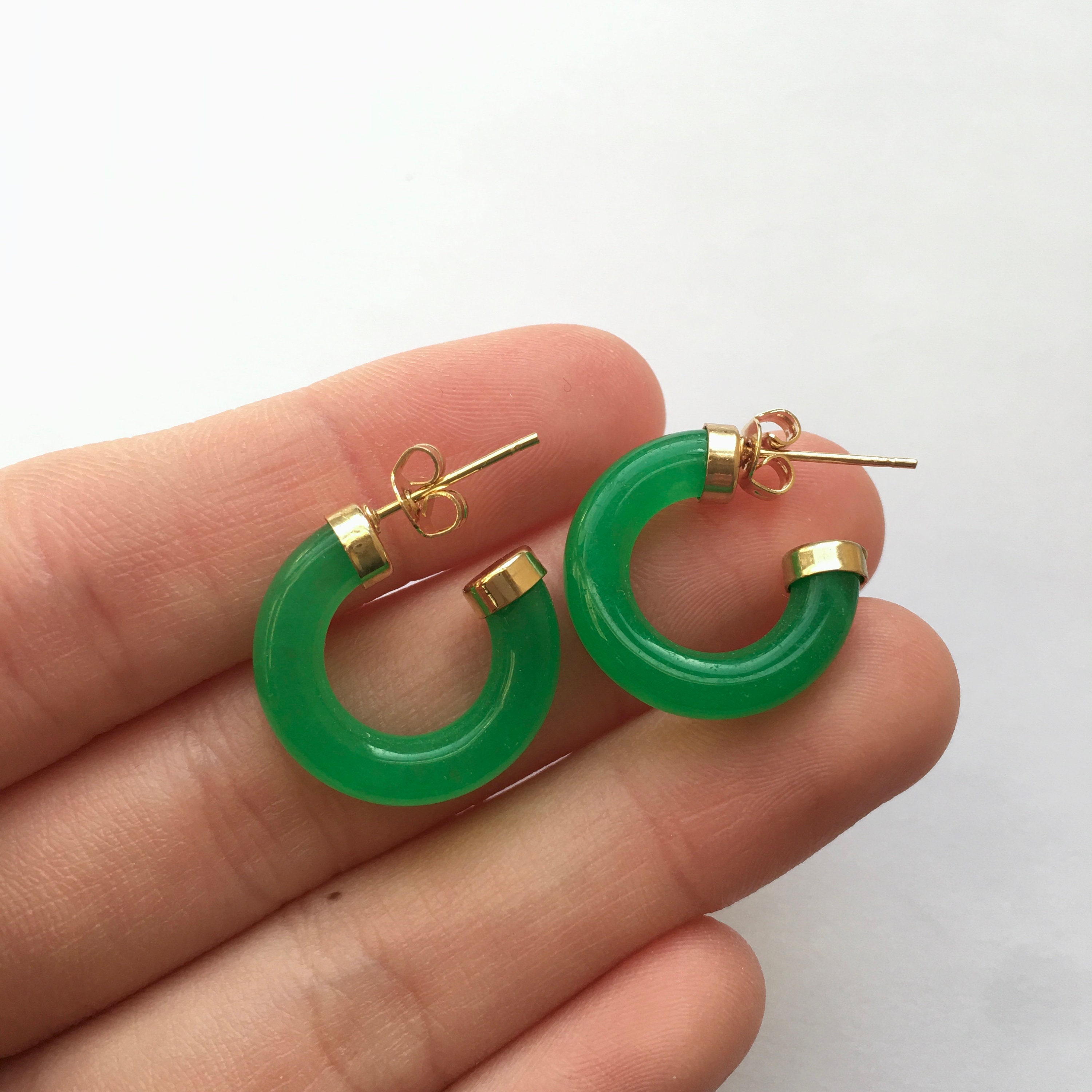 Gold Jade Earrings - Etsy
