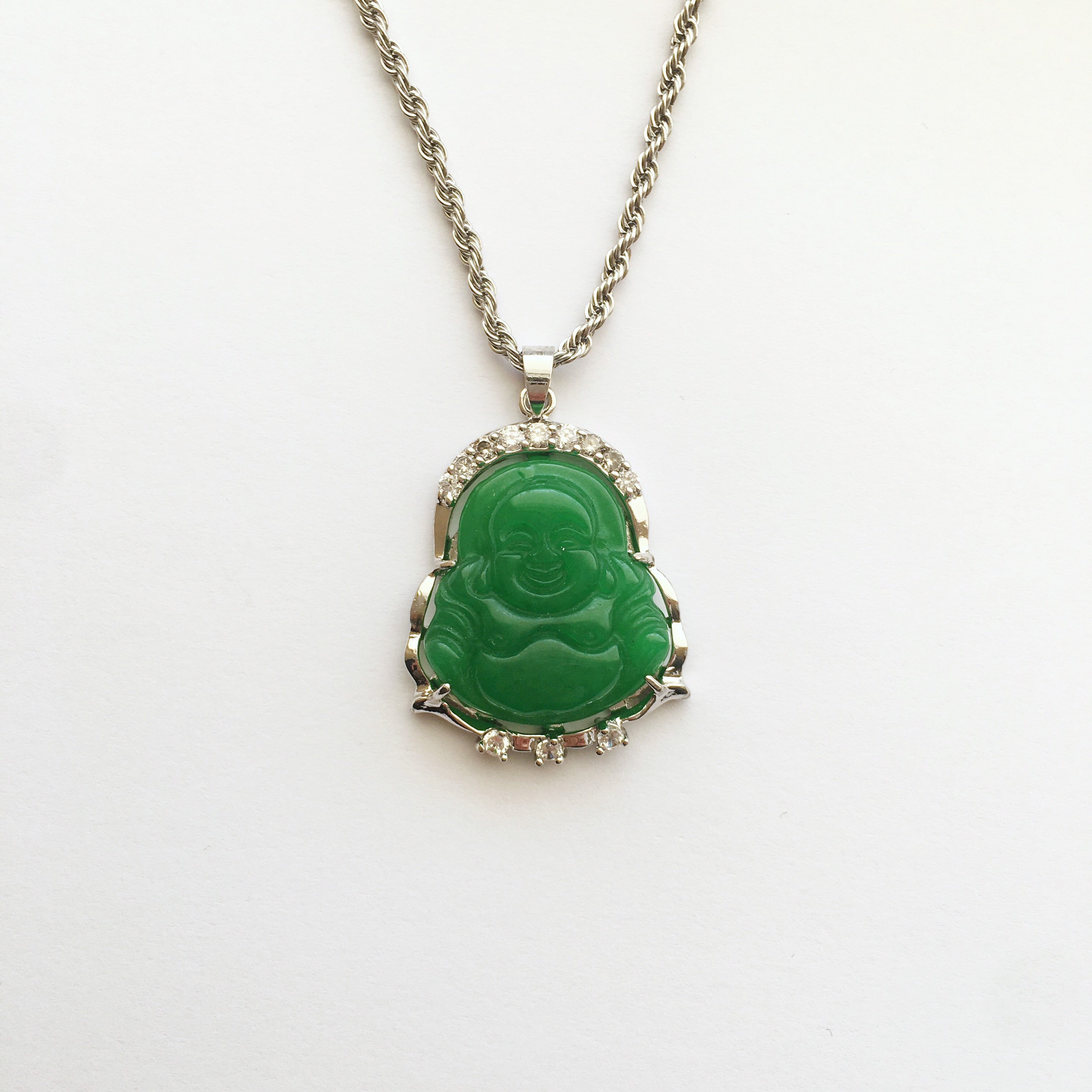 Amazon.com: Real Pink Buddha Jade Necklace for Women Buddha Necklace 18K  Gold Plated Jade Pendant Crystal Necklace Cubic Zirconia G/P 18 : Clothing,  Shoes & Jewelry