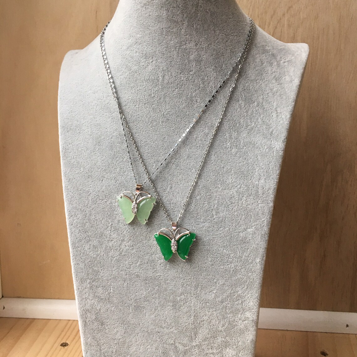 Jade butterfly pendant necklace Etsy