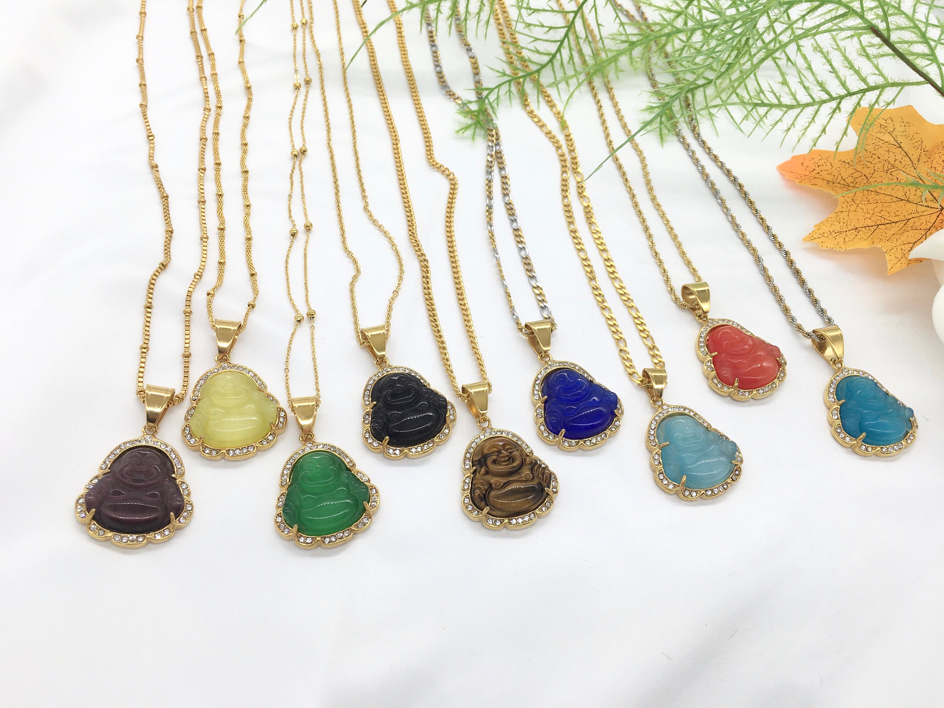 18k Good Filled Wisdom Jade Tiger Eye Stone Laughing Buddha Etsy