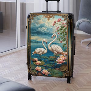 Flamingo Floral Suitcase, Trendy Travel Luggage, Durable Hard Shell Spinner, Nature Lovers Suitcase, Personalized Carry-On Bag - 1009