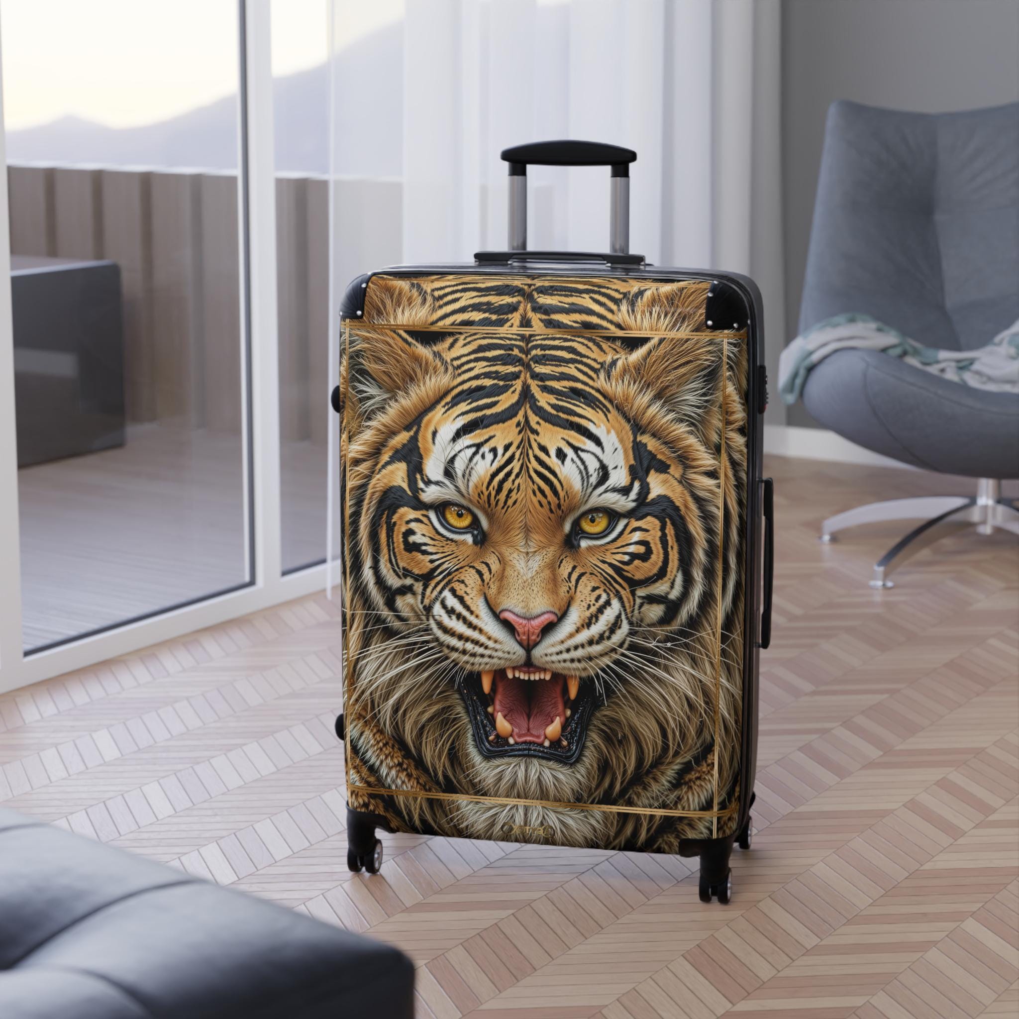 Ferocious Tiger Print Suitcase | Animal Print Luggage | Hard Shell