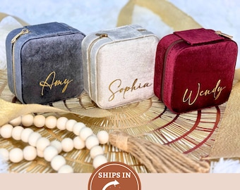 Custom Travel Jewelry Box for Bridesmaid Proposal Gift, Bridal Shower Gift for Best Friend, Personalized Jewelry Case for Bridal Party Favor