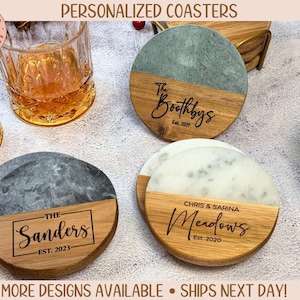 Personalized Coasters for House Warming Gift, Personalized Gift for Wedding, Custom Housewarming Gift for Couple, Couple Gift for New Home