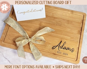 Personalized Cutting Board Wedding Gift For Couple, Laser Engraved Custom Charcuterie Board for Anniversary Gift, Engagement Gift For Couple