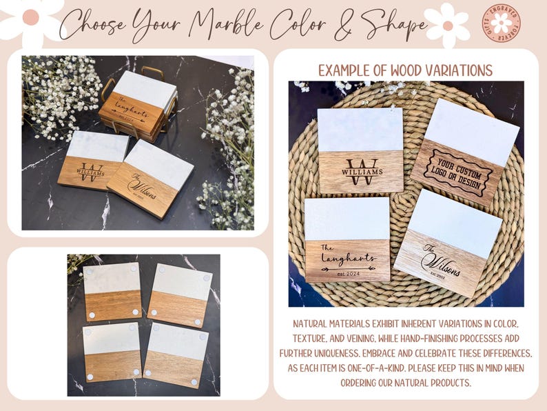 a collage of photos showing different wooden cards