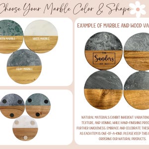 a set of four wood and stone coasters