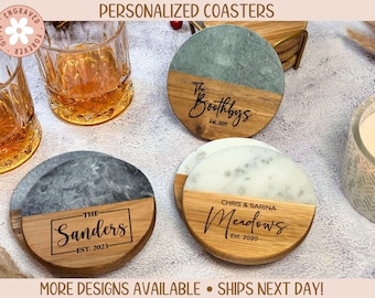 Personalized Coasters for House Warming Gift, Personalized Gift for Wedding, Custom Housewarming Gift for Couple, Couple Gift for New Home