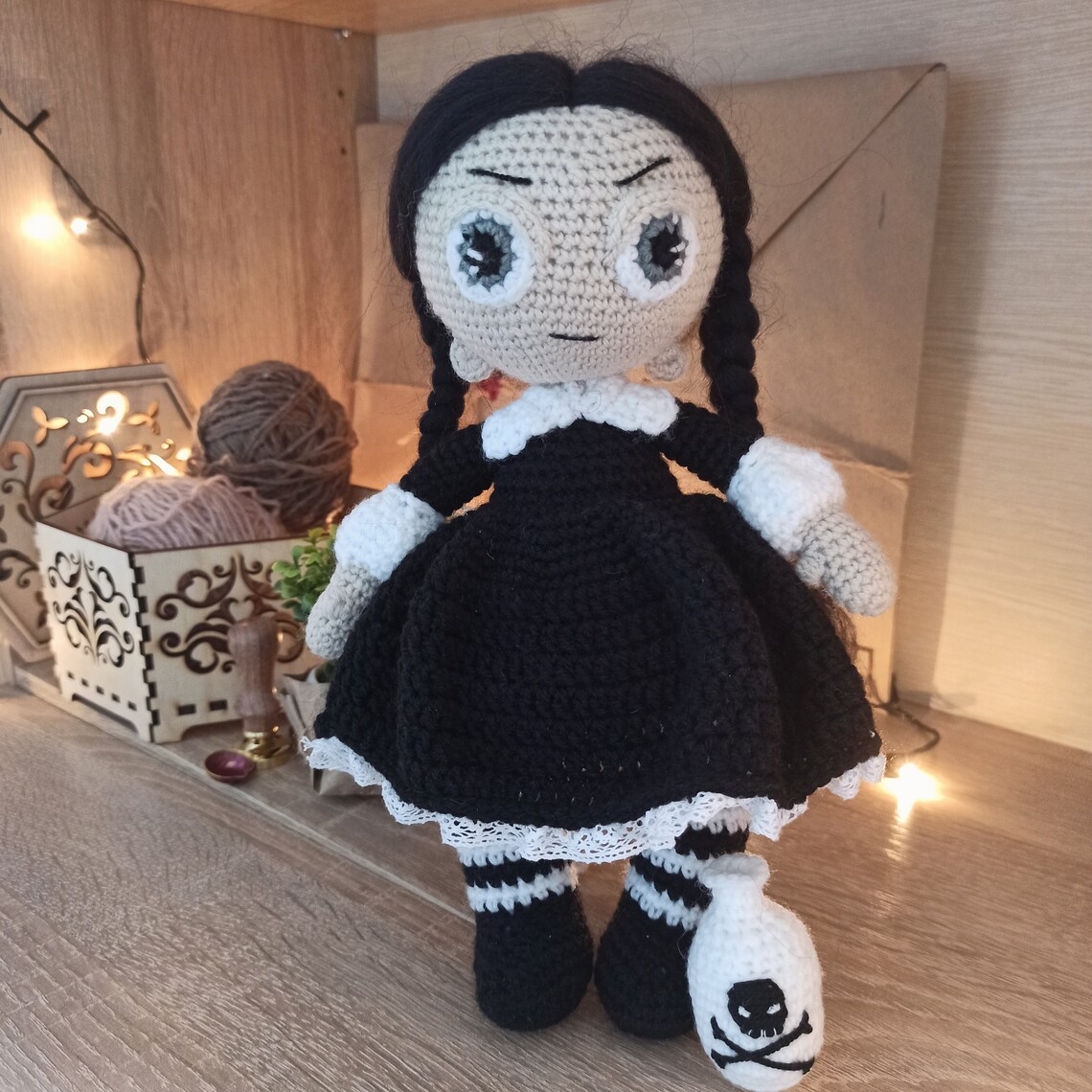 Crochet Wednesday Addams doll pattern. Addams family Etsy