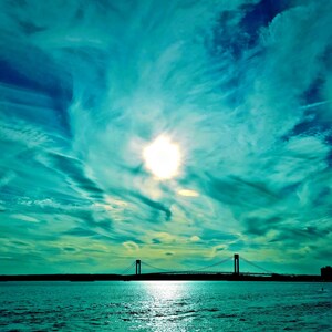 Phography Clouds Sunset over Verrazano Bridge New York
