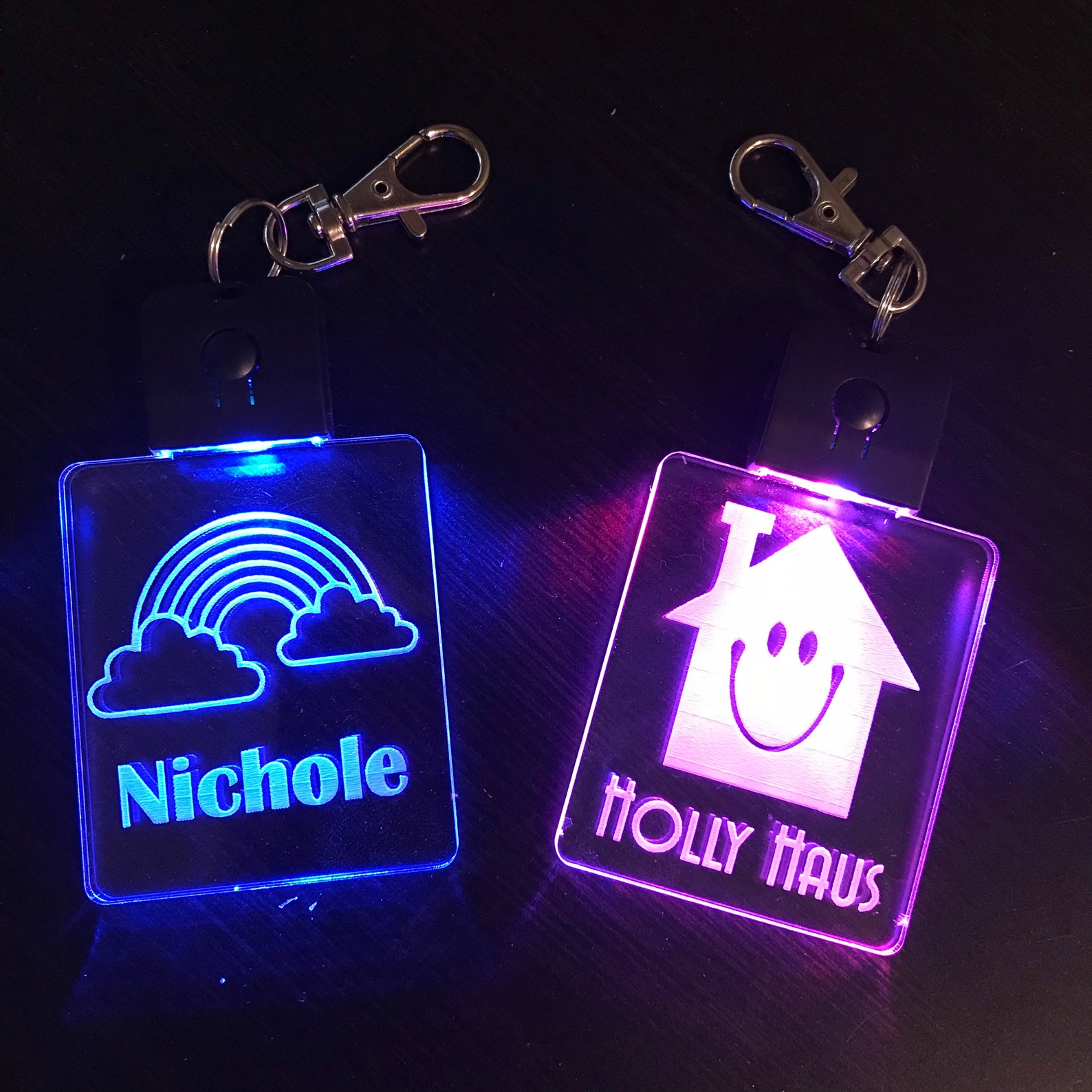 Custom Laser Engraved Key Chain, Book Bag Tag, Name Tag, With Light up ...