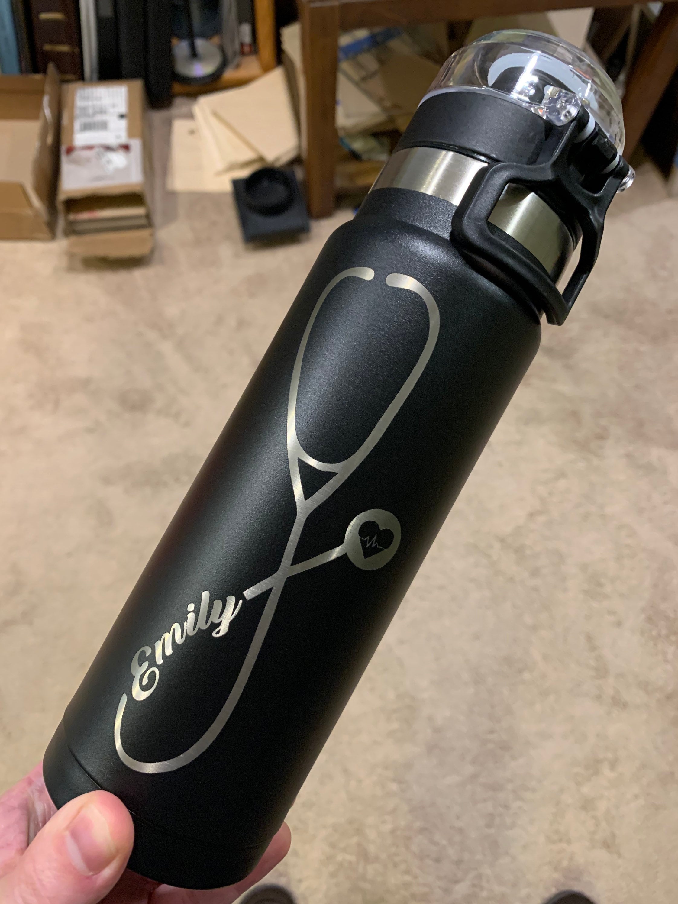 Custom laser engraved 24oz stainless steel water bottle Etsy
