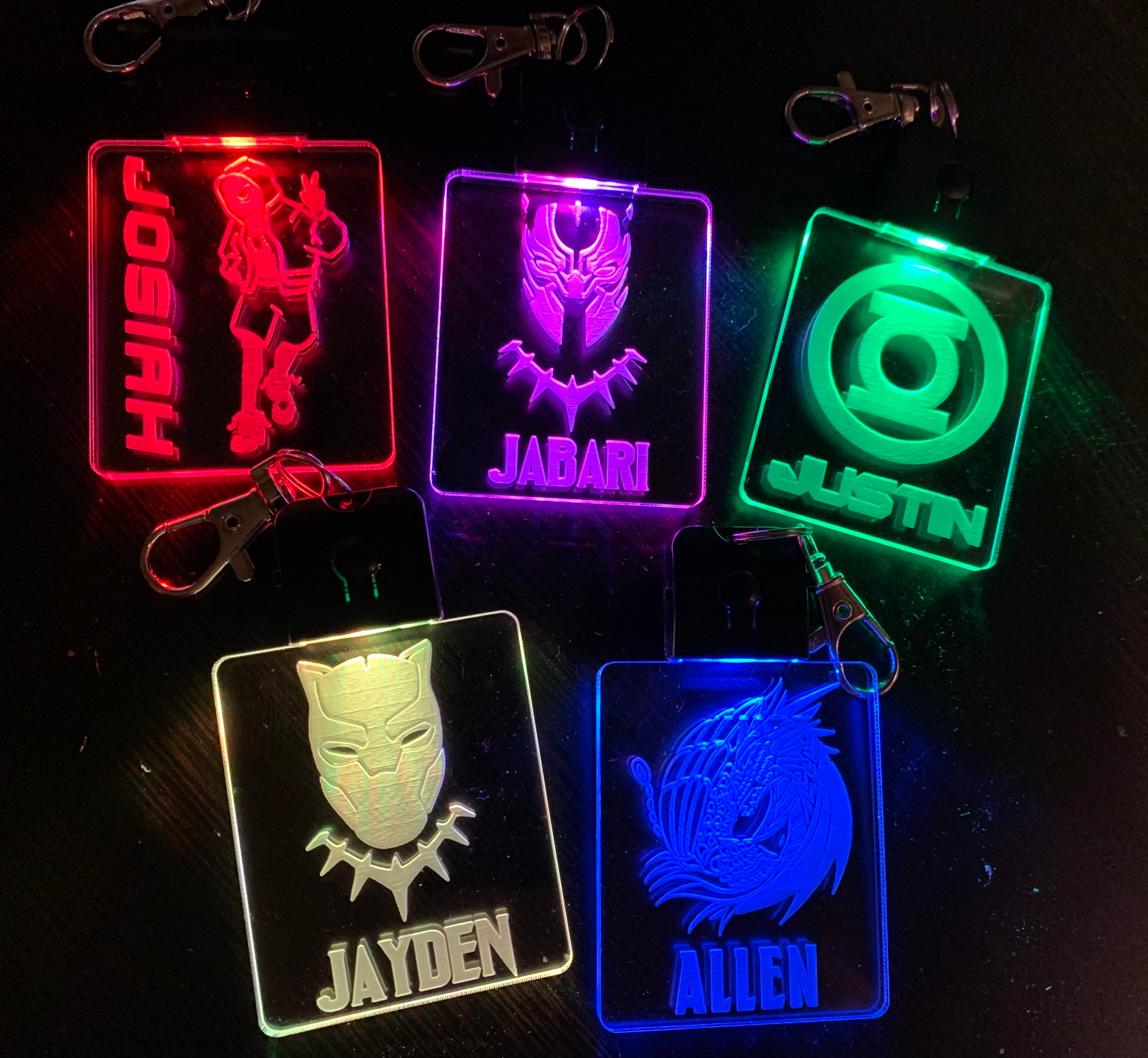 Custom Laser Engraved Key Chain, Book Bag Tag, Name Tag, With Light up ...