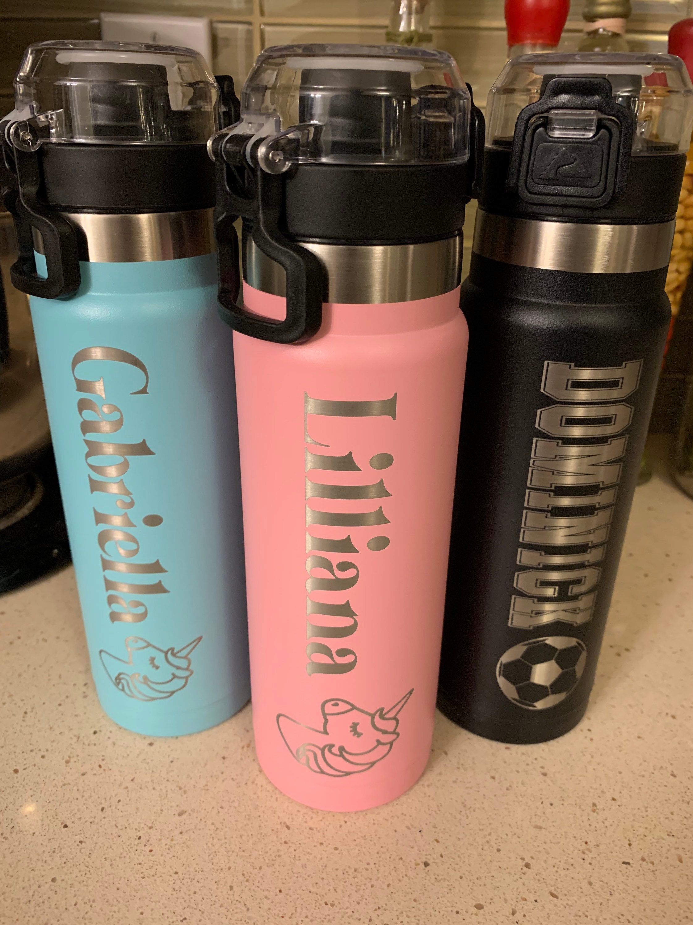 Custom laser engraved 24oz stainless steel water bottle Etsy