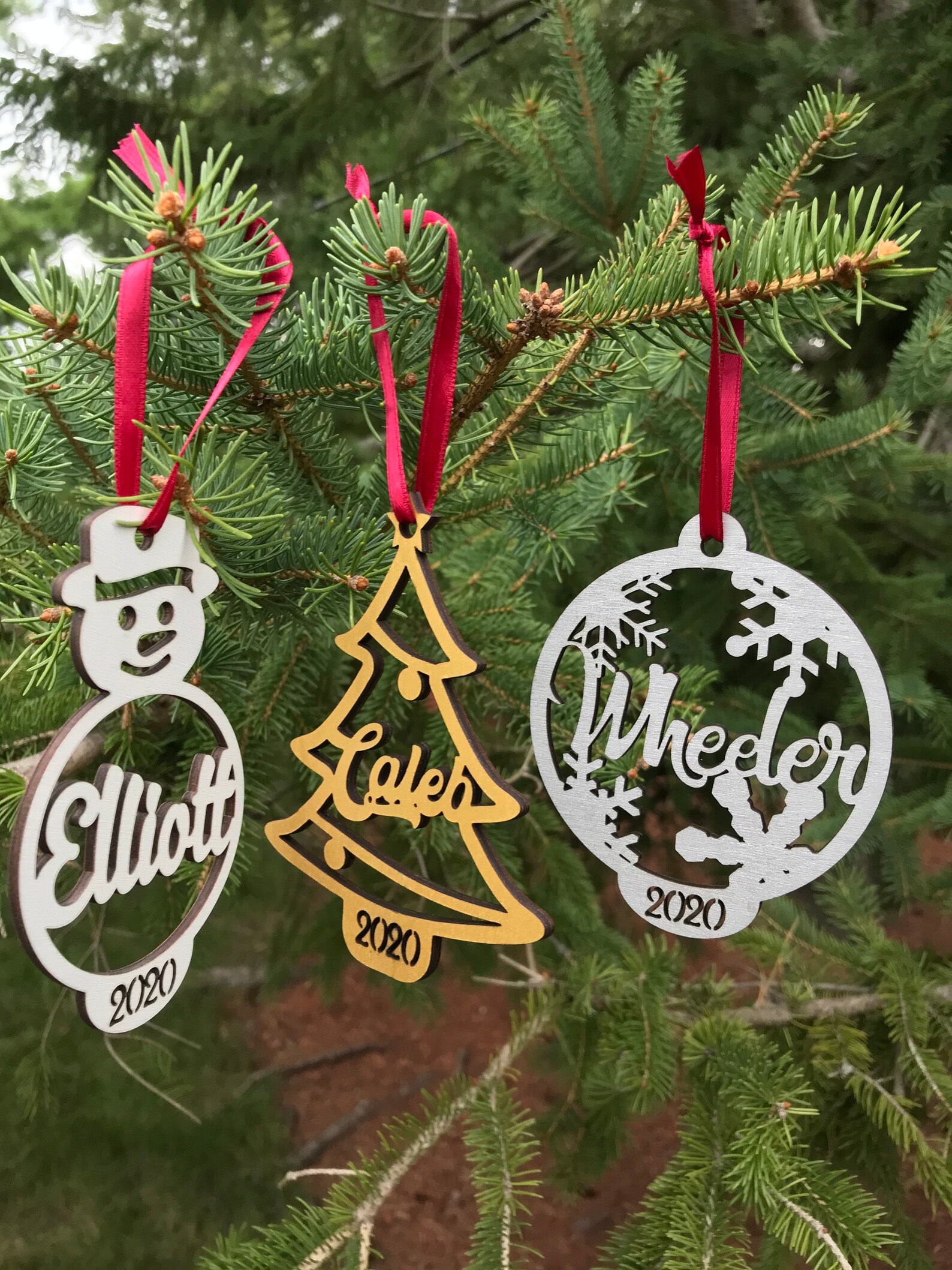 Ornements de Noël peints à la main au laser personnalisé avec  Etsy