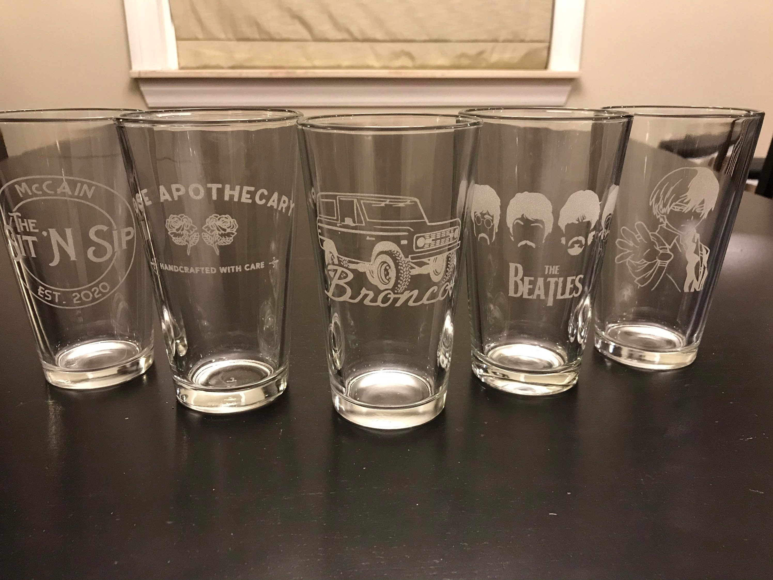 Custom pint glass laser engraved personalized with your Etsy