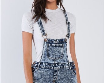 Bibbed Overall Made in Denmark DeNIM OVERaLLS 70s Vintage TRANSIT PAR-SUCH Ripped Acid Washed