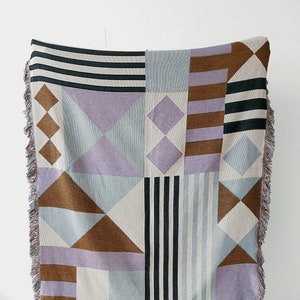 Geometric Minimalist Throw Blanket - Colorful Home Decor - Modern Art Blanket - Purple and Brown Home Decor - Minimal Throw Blanket