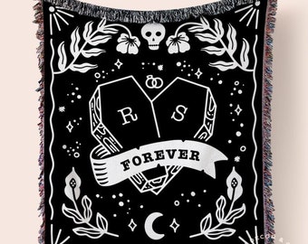 Halloween Wedding Personalized Blanket - Gothic Unique Anniversary Gift - Till Death Do Us Part - Halloween Decor - Valentine's Day Gift