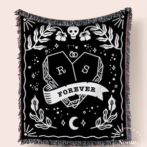 Halloween Wedding Personalized Blanket - Gothic Unique Anniversary Gift - Till Death Do Us Part - Halloween Decor - Valentine's Day Gift