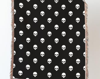 Halloween Skulls Woven Cotton Blanket