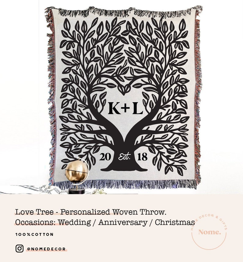 Custom Cotton Throw Blanket Couples Initials Personalized Etsy